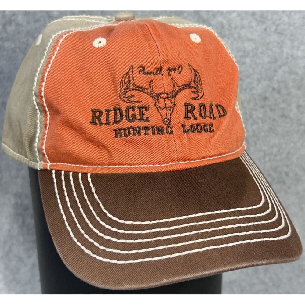 Ridge Road Hunting Lodge Men Brown Outdoor Cap Baseball Hat Adjustable OSFM